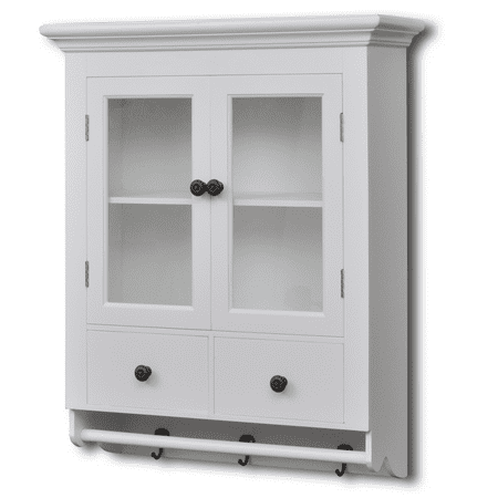 White Wooden Kitchen Wall Cabinet With Glass Door Walmart Com