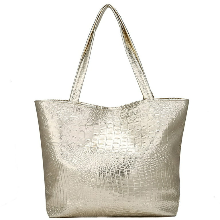 Women Ladies Fashion Alligator Solid Large Capacity Shoulder Tote Handbag  Bags Checke Tote Bag 