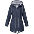 thumbnail image 2 of Pompotops Imperméable Grande Taille pour Femmes Trench à Capuche Long Doublé Coupe-Vent Veste de Voyage Extérieure, 2 of 4