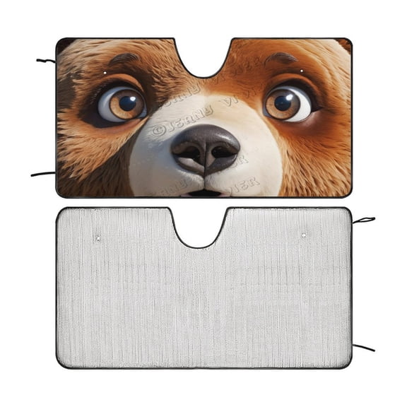 Bear Print Car Sunshade for Windshield Automotive Sun Visor Protector Fold-able for SUV Truck Front Window 51"x28"
