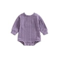 thumbnail image 1 of xiaxaixu Baby Fall Romper Fuzzy Long Sleeve Round Neck Solid Color Bodysuit Infant Winter Outfit, 1 of 9
