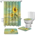 thumbnail image 2 of FMSHPON Sunflowers 4 Piece Bathroom Set Shower Curtain Bath Rug Contour Mat and Toilet Lid Cover, 2 of 7