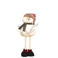 thumbnail image 2 of Vintage Snowman Figurine with Woven Fabric Design and Plaid Scarf, Rustic Christmas Decoration for Home Table Shelf, Holiday Party Gift, 2 of 5