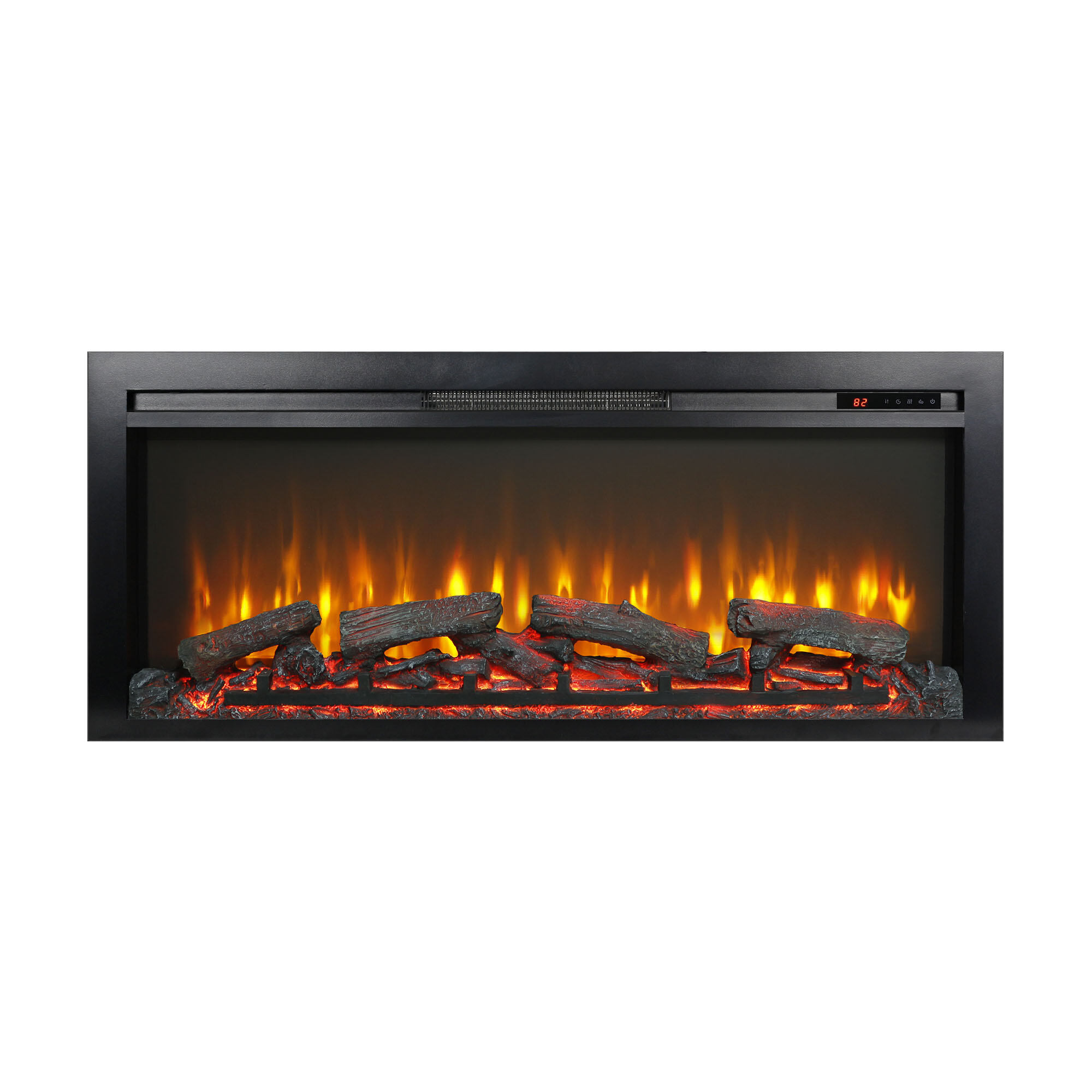 Electric Indoor Fireplaces, 44 inch wall recessed electric fireplace with remote and Imitation Flame , LED light heater, Antique Black Indoor Fireplaces,Fireplace Tools Set