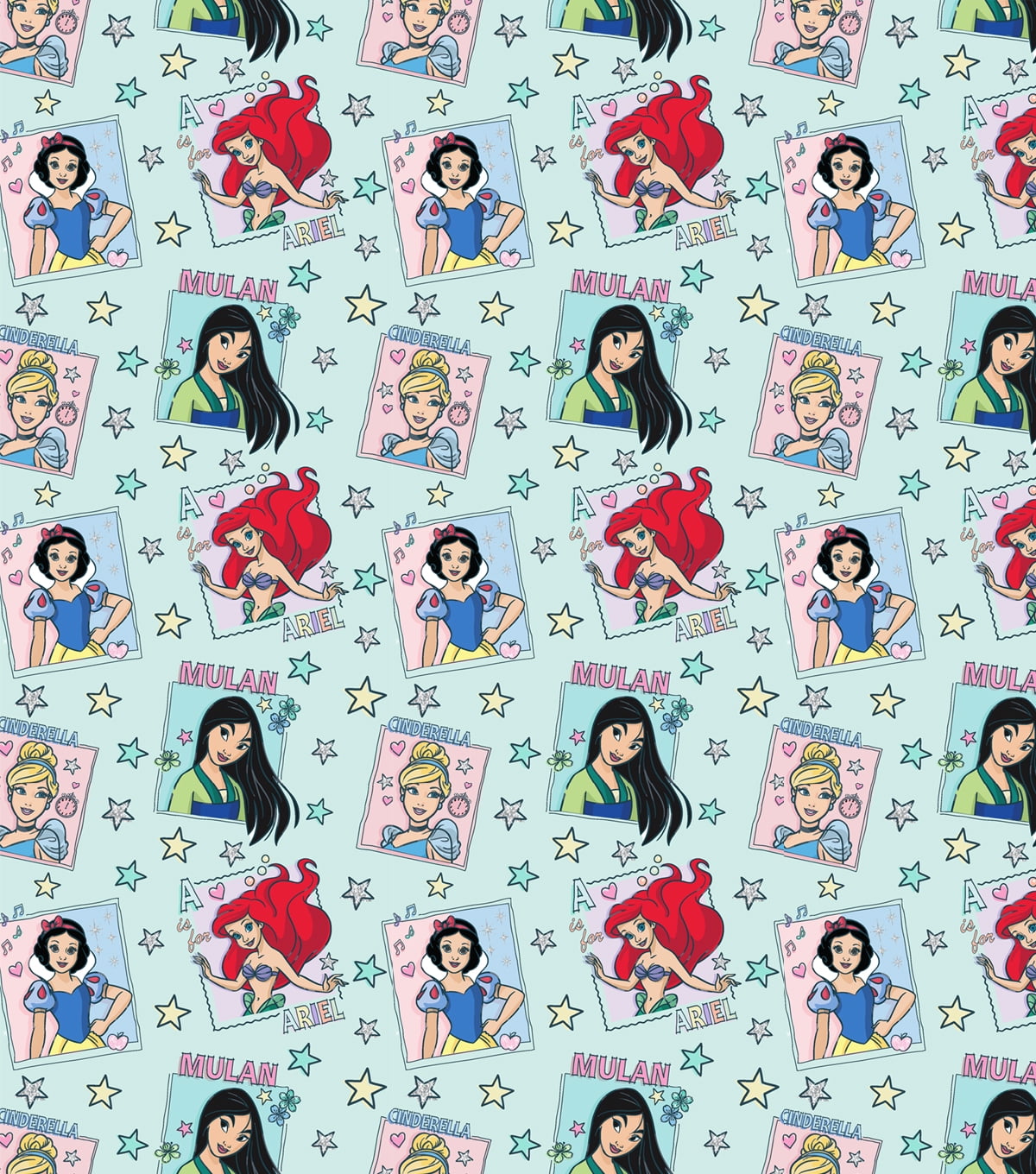 Springs Creative 18" x 21" Cotton Disney Princess Stamp Badges Precut Sewing & Craft Fabric, Multi-color