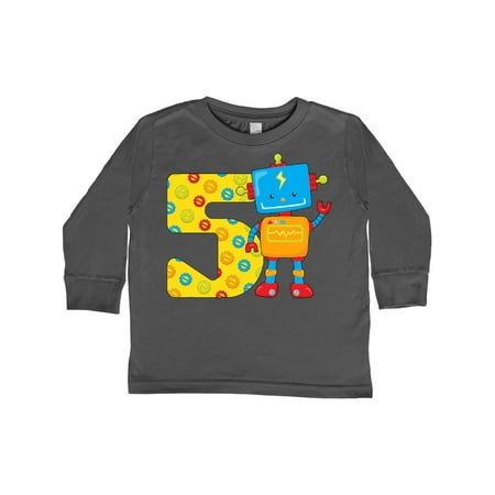 

Inktastic This Robot is Five- Fifth Birthday Gift Toddler Boy or Toddler Girl Long Sleeve T-Shirt