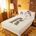 thumbnail image 3 of meiyoeat leopard Bowknot Letter Bed Sheets,Cheetah Monogram Print R Full Size Sheets,4-Piece,1 Flat Sheet,1 Fitted Sheet and 2 Pillowcases, 3 of 6