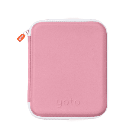 YOTO Card Case in Think Pink - Kids Accessory Soft Portable Folder with Zipper & 64 Pockets for Player & Mini Audiobook Cards Binder Sleeve Holder for Travel