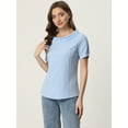 thumbnail image 3 of DARING DIVA Short Sleeve Casual Checked Top S Blue, 3 of 6