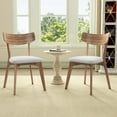 thumbnail image 2 of GDF Studio Mid-Century Modern Upholstered Dining Chairs with Polished Wood Frames and Rubberwood Legs, Set of 2, Light Beige, 2 of 7