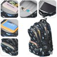 thumbnail image 3 of Police and Radio Black Pattern Backpack for School, Cute School Bag with Adjustable Shoulder Straps and Padded Back, 16.9"x12.6"x5.9", 3 of 4
