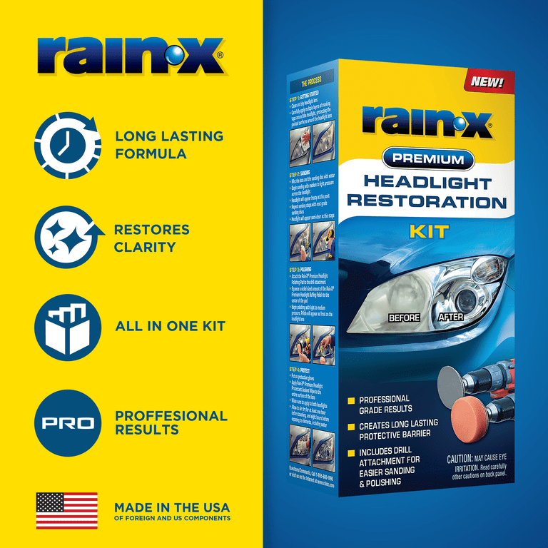 Rain-x Premium Headlight Restoration Kit - 610153 - Walmart.com