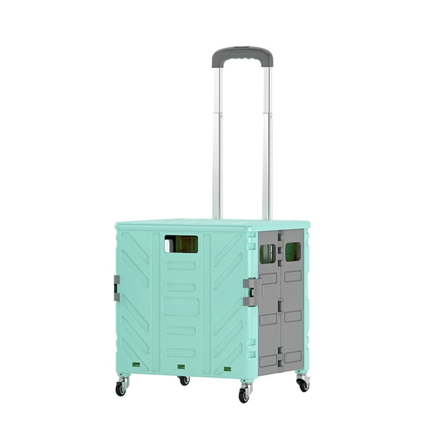 Chariot à Main Pliable à 4 Roues Chariot Utilitaire de Magasinage Roulant Caisse Utilitaire Pliable Chariot Utilitaire Pliable 4 Freins Silencieux Roue Universelle Chariot à Main Pliable Roulant Pliant