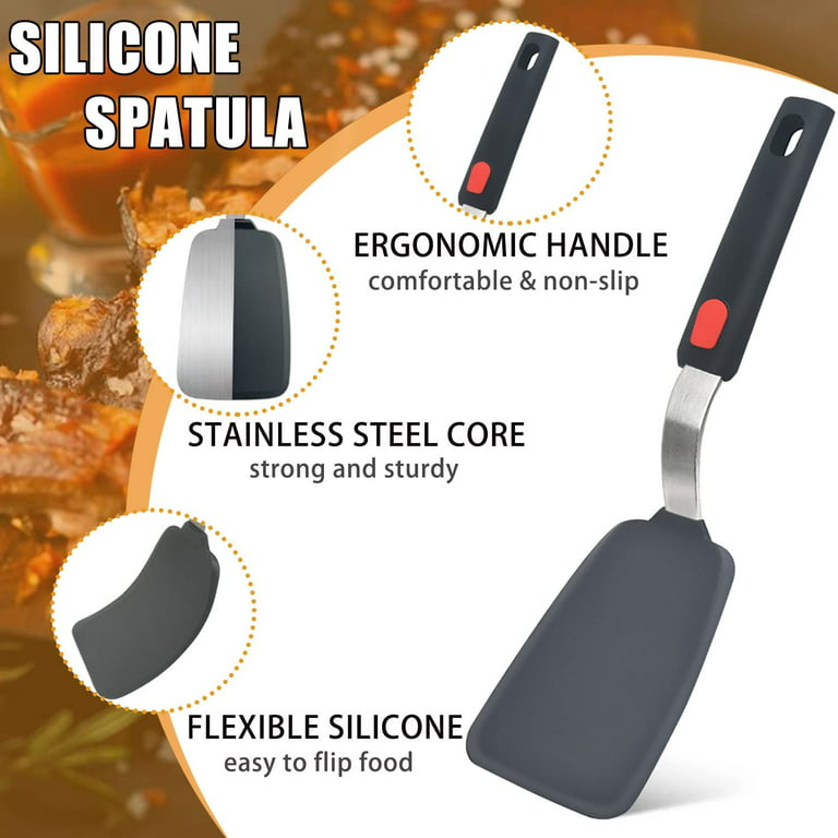 Silicone Spatulas, Non-Stick Heat Resistant Rubber Flip Spatula