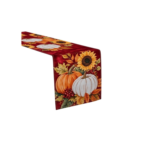 Fall Decorations Table Runner,Pumpkin Pattern Fall Dining Table Decor Flags,Thanksgiving Dinner Table Layout,12.99x72.04 Inch,Red