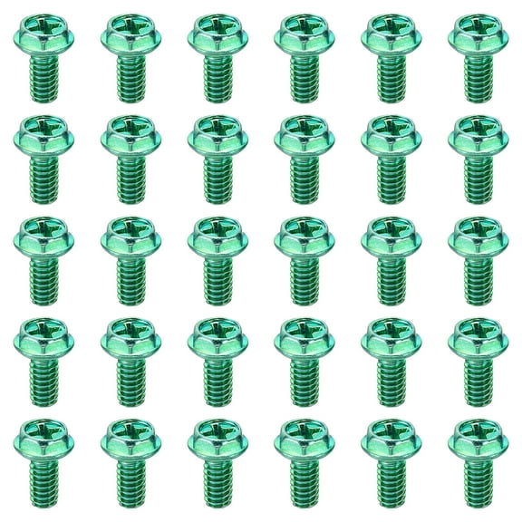 Uxcell 5-32 x 5/16 Inch Ground Screws, 30 Pack Green Grounding Screw Hex Phillips Head Flanged for Home