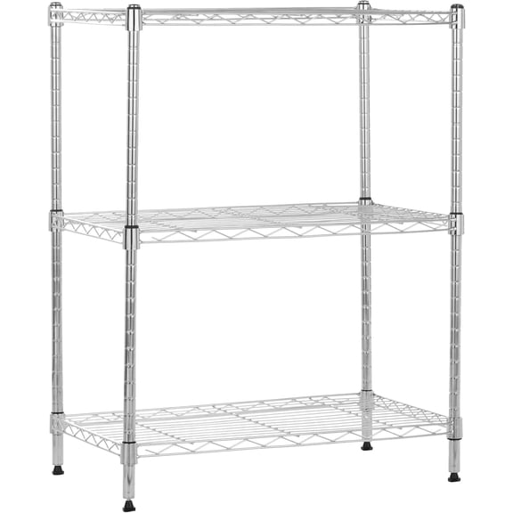 3-Shelf Adjustable Heavy Duty Steel Wire Rack Storage Shelving Organizer for Kitchen, Garage, 23.2" L x 13.4" W x 30" H, Chrome