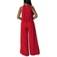 thumbnail image 4 of Summer Savings Clearance! Edvintorg 2 Piece Chiffon Outfits For Women Sexy Sleeveless Crop Top High Waist Wide Leg Long Pants Sets Elegant Matching Sets For Women Summer Red S, 4 of 7