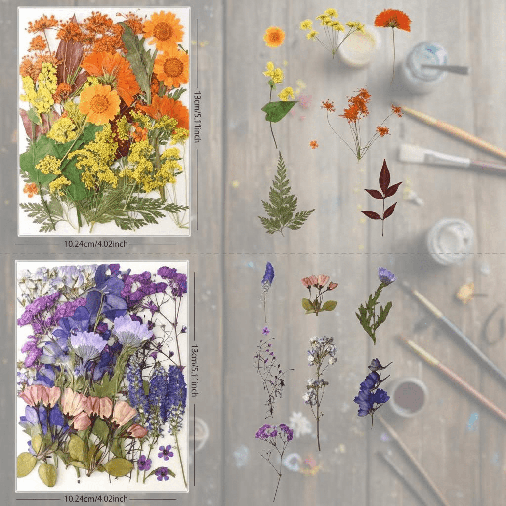 80Pcs Natural Pressed Dried Flowers Bulk Kit for Resin Molds, Nail Art, Scrapbooking, Candle Making, Jewelry DIY, and Craft Supplies with Real Pressed Flowers