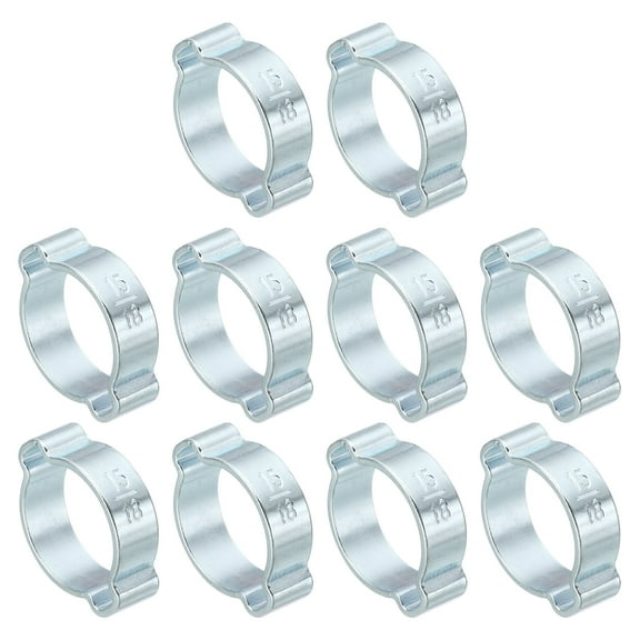 Uxcell 10 Pack 15-18mm Double Ear Hose Clamp, Galvanized Steel Crimp Rings