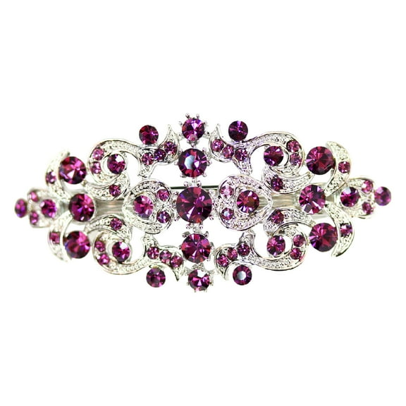 Faship Gorgeous Purple Crystal Floral Hair Barrette