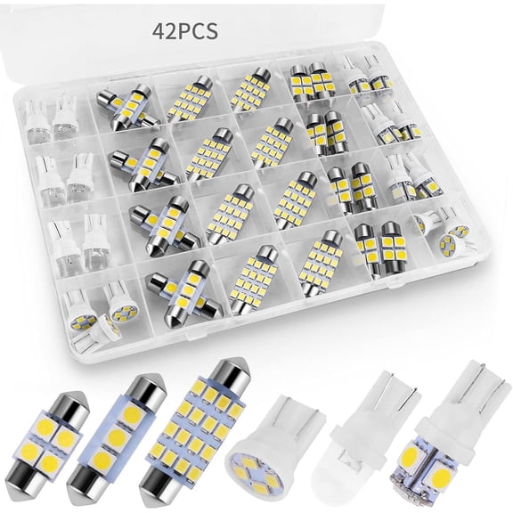 42 Pcs Interior Car LED Lights Bulb Kit, Super Bright White Dome Map Cab Lights, DE3175 T10 31mm 41mm 194 for Trucks