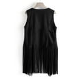 thumbnail image 3 of DuoJiaJ Women Casual Top Suede Ethnic Sleeveless Tassels Fringed Lapel Vest Cardigan Padded Sports Tank Tops Women, 3 of 4