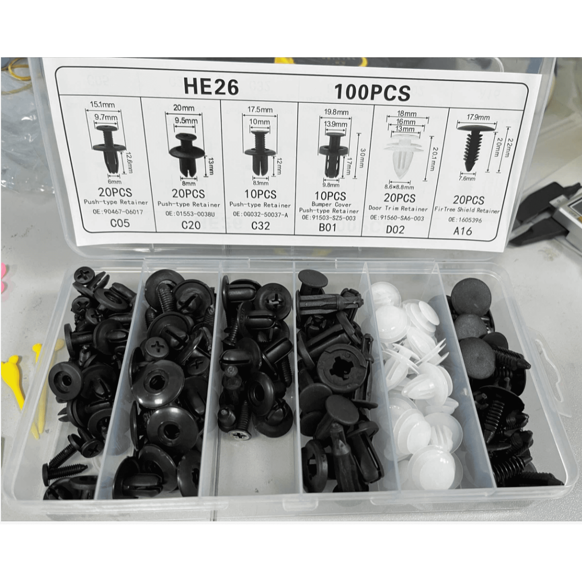 Car Parts 100Pcs Car Fixing Clips, 6 Types Plastic Mounting Set, Bumper ...
