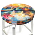 thumbnail image 3 of Disketp Colorful Fishing Boats Funda Redonda para Taburete, Funda de Cojín para Silla de Bar Suave y Elástica-12 inch, 3 of 7