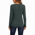 thumbnail image 3 of Women's Long Sleeve Ribbed Knit Tops Crew Neck Lace Crochet Casual Tunic Shirts for Fall Daily Work Wear, 3 of 7