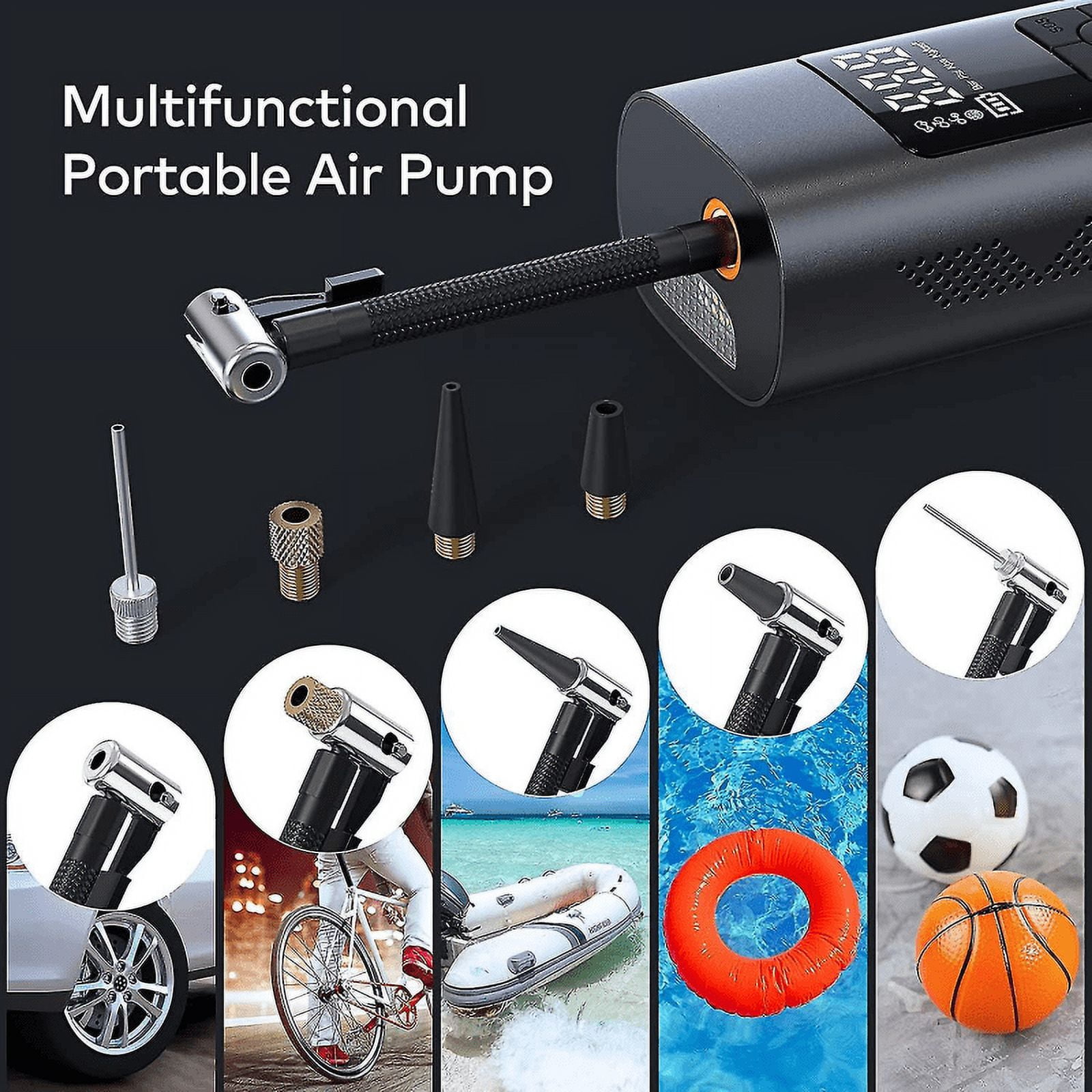 Tyre Inflator Cordless Rechargeable 6000mah Battery Tyre Inflator 150 Psi Car Pump Electric Bike Pump Handheld Mini Air Pump Compressor Auto off Walmart