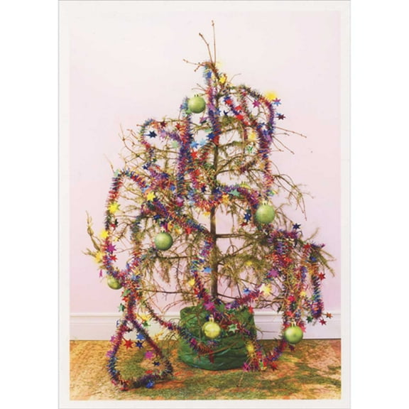 Palm Press Scrawney Decorated Tree and Pile of Needles Box of 10 Funny / Humorous Christmas Cards