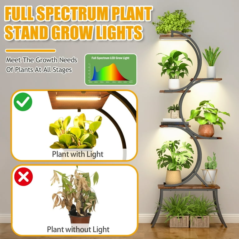 Fks Life Plant Stand Indoor 63" Tall Plant Shelf, Corner Plant Stands for Indoor Growing, 6 Tiered Large Metal Flower Holder, C-Shaped Decorative Rack