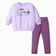 thumbnail image 6 of TOWED22 Toddler Baby Girl 2 Piece Fall Winter Clothing Set Fall Winter Long Sleeve Round Neck Tee and High WaistJoggers Outfits Warm(Purple,5-6 Y), 6 of 9