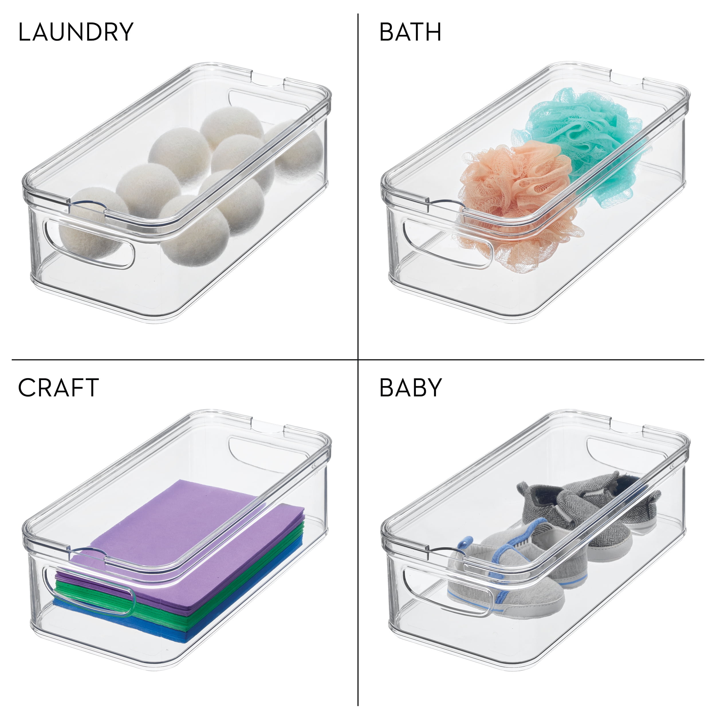 iDesign Stackable Fridge Organizer Bins with Lid for Fresh Produce - Ideal for Fruits, Vegetables, and Snacks