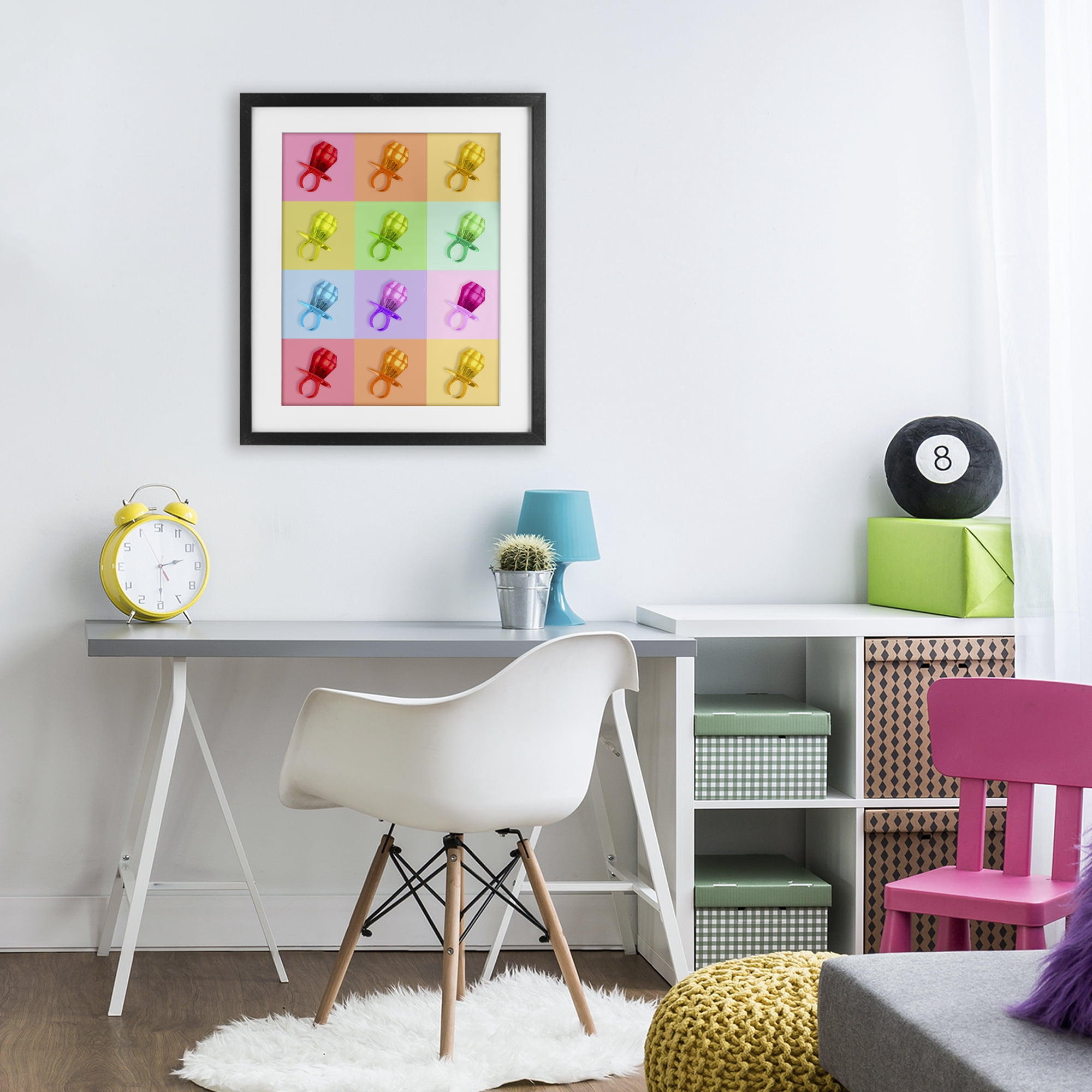 Stupell Industries Candy Gem Pop Grid Black Framed Print Under Glass, design by LISH Creative