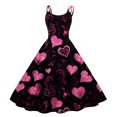 thumbnail image 2 of LWavelet 2026 Valentine's Easy-Breezy Valentine Dress, Spaghetti Strap Heart Print Flared Waist Casual Sundress Purple Pink S, 2 of 4