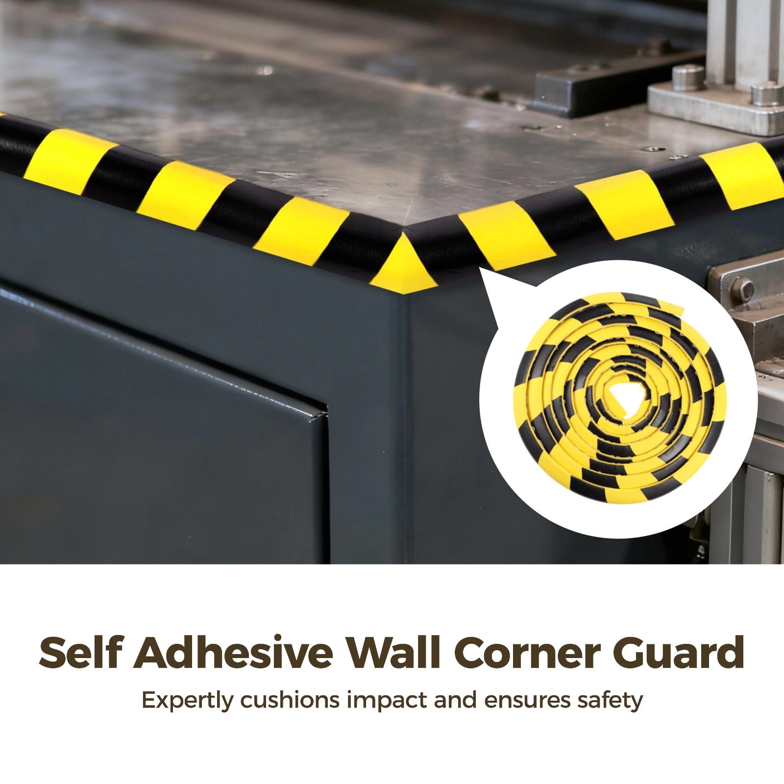 Self Adhesive Wall Corner Guard, 9.8ft L-shaped Edge Protector, Yellow Black NBR Foam Safety Bumper, Impact-resistant Safety Warning Edge Guard for Factory, Garage, Warehouse