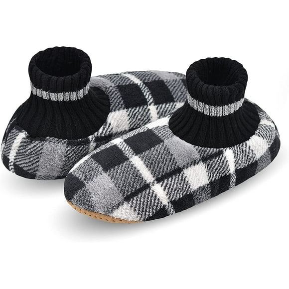 AmPm 2 Pairs Mens Slipper Socks With Non Skid Bottoms, Warm Slipper Socks With Grippers For Men, Fuzzy House Slippers