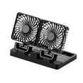 thumbnail image 4 of Ventilador de coche eléctrico y solar, giratorio 360 grados, 3 velocidades, para escritorio cabezas dobles negras, 4 of 8