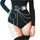 thumbnail image 2 of Cinturón de cintura punk, cadena de cuero negro, cadenas para el vientre, accesorios góticos para el cuerpo en capas para mujeres y niñas JM, 2 of 5