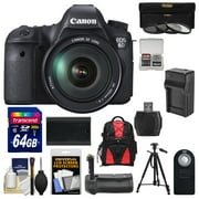Canon EOS 6D Digital SLR Camera Body with EF 24-105mm L IS USM Lens with 64GB Card + Backpack + Grip + Battery & Charger + Tripod + Kit