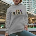 thumbnail image 2 of Mama Word with Retro Sunflower & Leopard Print Art Merch Gift, Heather Grey Hooded Sweatshirt or Hoodie, Small, 2 of 5