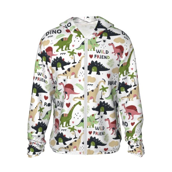 Kdxio Dinosaur Print Women Men Sun Protection UPF 50  Jackets Zip Up Long Sleeve Hoodie Hiking Lightweight with Pockets
