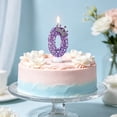 thumbnail image 4 of Dvumao Purple Glitter Number Birthday Candle, 3 Inch Number Cake Topper for Party and Celebration, 4 of 6