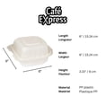 thumbnail image 3 of Café Express (300 Count) 6" x 6" Hinged Food Containers, PP Clamshell, Snap Tight with Easy Grip Tabs, Leak & Grease Resistant Box, Microwave-Safe Disposable Containers, 3 of 5