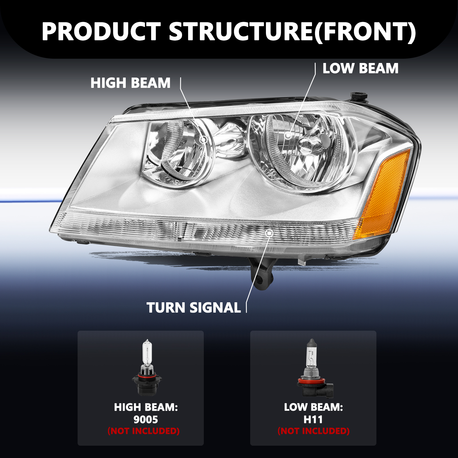 For 2008-2014 Dodge Avenger Se/Sxt Headlamp Driver Side Halogen Headlight 08-14