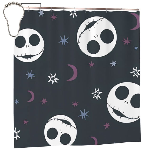 Goofa The Nightmare Before Christmas Pattern Shower Curtain - Fancy Bathroom Shower Curtain Sets - Waterproof Shower Curtain with Hooks with 12 Plastic Hooks 72x72 Inches