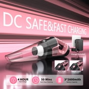 NEXPOW Cordless Handheld Vacuum Pink, 10000Pa Car Vacuum Cleaner, 50Min Runtime 7800mAh, LED Light & Charger, Lightweight 1.9lb for Home Car Pet Hair
