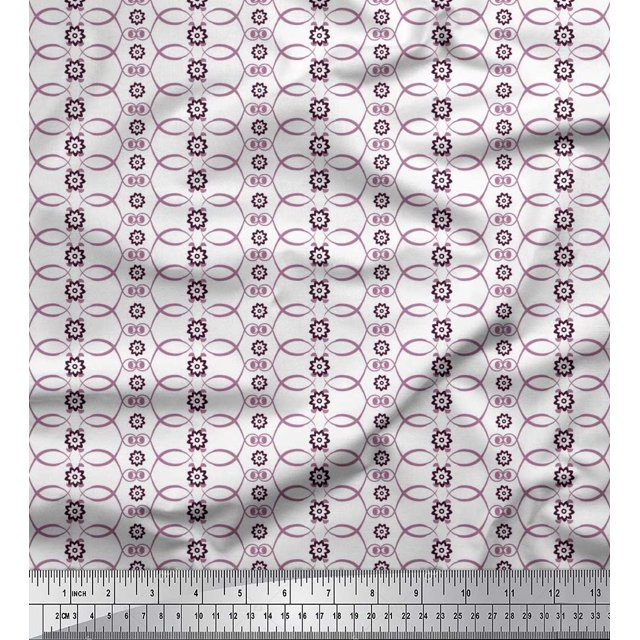 Soimoi Cotton Poplin Fabric Floral & Circle Geometric Print Fabric by Yard 42 Inch Wide